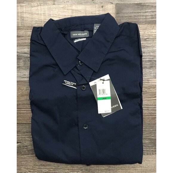 Van Heusen Mens Size 16-16.5 Blue Regular Fit Button Up Shirt New with Tags - Picture 1 of 4